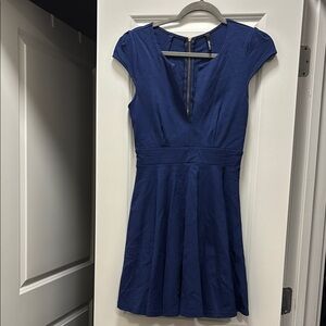 Lulus Elegant Blue Cap Sleeve Dress